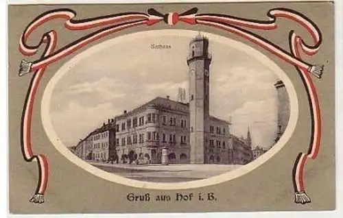 37875 Ak Gruß aus Hof in Bayern Rathaus 1916