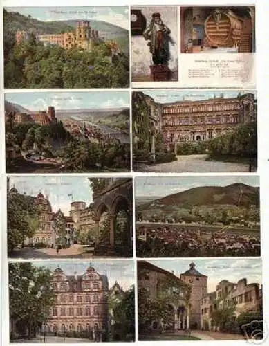 07654/8 Ak Heidelberg Schloß usw. um 1920