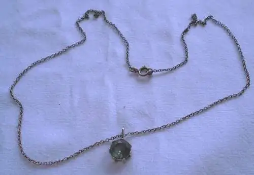 Schöne Kette und Anhänger 835er Silber vergoldet mit grünem Stein um 1930