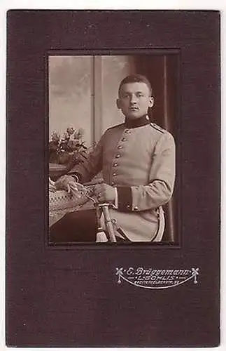 66900 Kabinett Foto Soldat Leipzig Gohlis Schulterstück mit Nr.19, um 1900