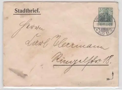 57387 Privat Ganzsachen Umschlag Stadtbrief Frankfurt am Main 1911