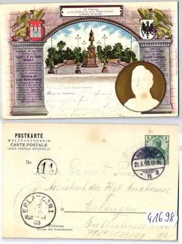 41698 DR Ganzsachen Postkarte PP27/ C29/1 Gruß aus Hamburg Kaiser Wilhelm Denkma