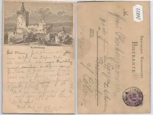 06822 DR Ganzsachen Postkarte PP6/ F120/3 Rudelsburg 1887