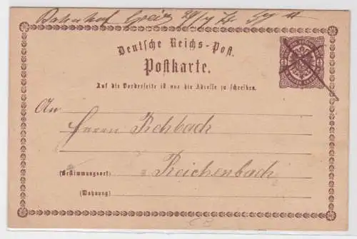 97354 DR Ganzsachen Postkarte P1 Plattenfehler C8 adressiert nach Reichenbach