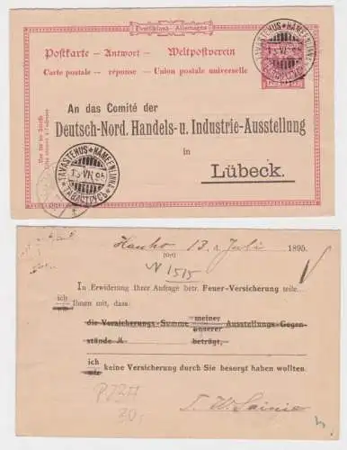 98868 Ganzsachen Postkarte P23A Zudruck Handels- & Industrie Ausstellung Lübeck