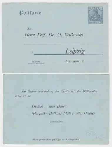 89887 DR Ganzsachen Postkarte P63Y Zudruck Prof. Dr. G. Witkowski Leipzig