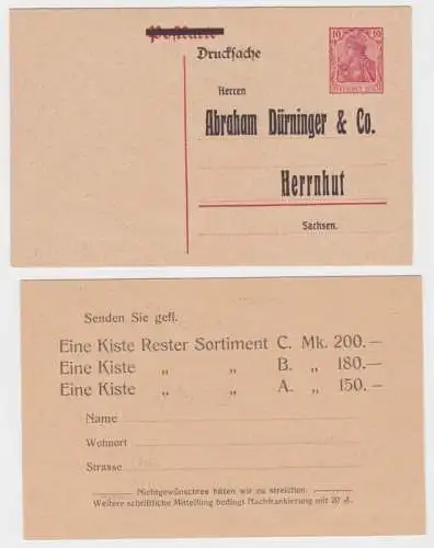 96333 Ganzsachen Postkarte P110 Zudruck Abraham Dürninger & Co. Import Herrnhut