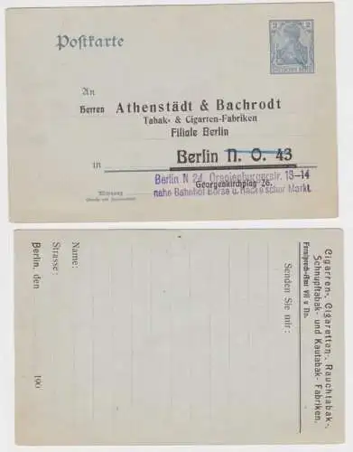 95521 DR Ganzsachen Postkarte P63X Athenstädt & Bachrodt Cigarren-Fabrik Berlin