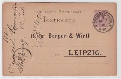 94238 DR Ganzsachen Postkarte P10 Zudruck Berger & Wirth Leipzig 1881