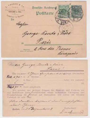 55876 DR Ganzsachen Postkarte P36 Zudruck L. Vossen & Co. Fabrik Neuss 1898