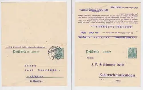 33056 DR Ganzsachen Postkarte P81 Zudruck J.F. & Edmund Dellit Kleinschmalkalden