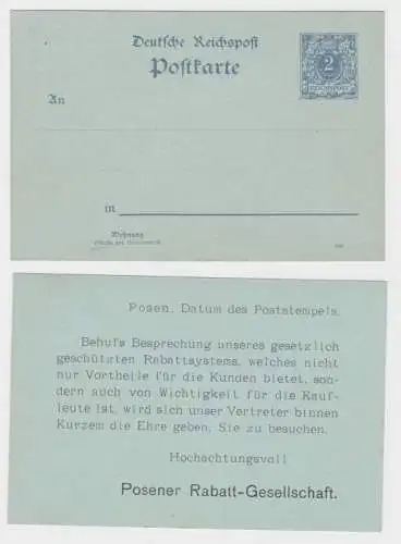 38651 Ganzsache Postkarte P40 Zudruck Posener Rabatt-Gesellschaft