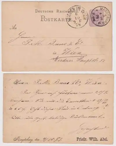 33032 Ganzsachen Postkarte P10 Zudruck Friedr. Wilh. Abel. Magdeburg 1879