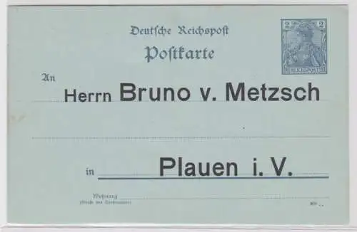 36740 DR Ganzsachen Postkarte P63 Zudruck Bruno v. Metzsch Plauen