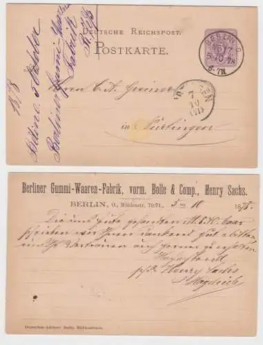 38384 Ganzsachen Postkarte P10 Zudruck Berliner Gummi-Waaren-Fabrik Henry Sachs