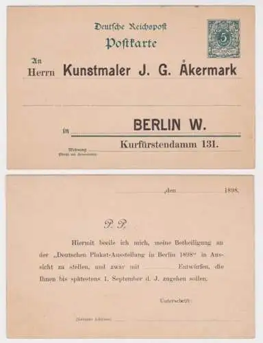 39655 DR Ganzsachen Postkarte P36 Zudruck Kunstmaler J.G. Åkermark Berlin 1898