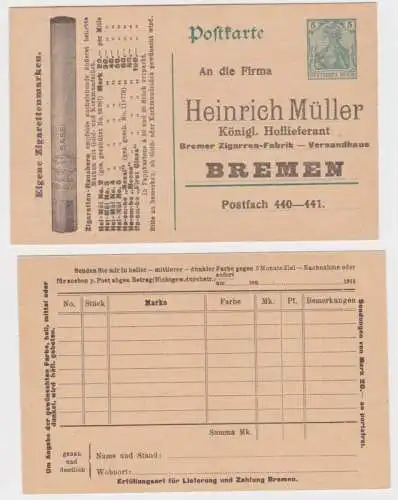 26006 DR Ganzsachen Postkarte P96 Zudruck Heinrich Müller Hoflieferant Bremen