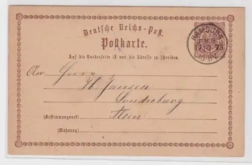 97087 DR Ganzsachen Postkarte P1 Plattenfehler Hamburg nach Alsen 1873