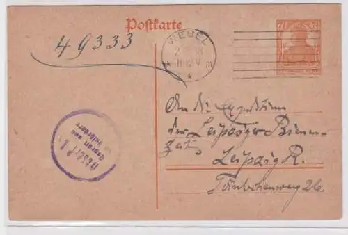 97895 DR Ganzsachen Postkarte P110 E. Stegemann Rechnungsrat Wesel geprüft 1918