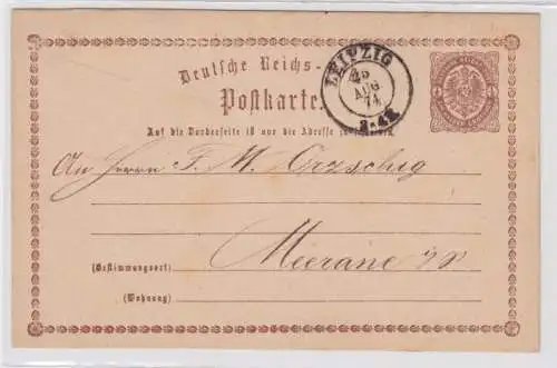 97080 Ganzsachen Postkarte P1 Plattenfehler Sektor D Leipzig nach Meerane 1874