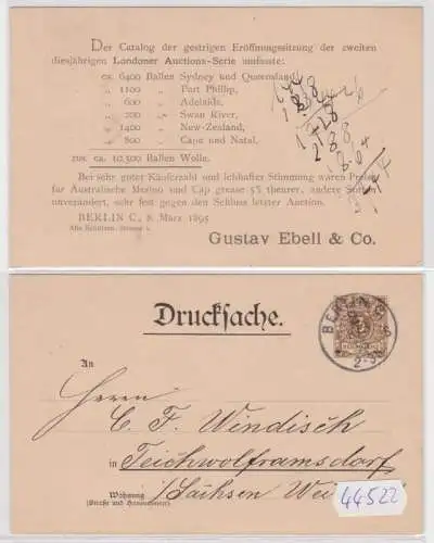 44522 Privat Ganzsachen Postkarte PP8/ B1 Zudruck Gustav Ebell & Co. Berlin 1895