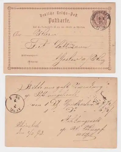 97215 DR Ganzsachen Postkarte P1 Plattenfehler Schönebeck nach Goslar 1873