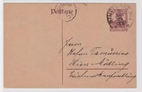 95968 Ganzsachen Postkarte P116 Stuttgart nach Wien Mödling (Österreich) 1920