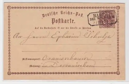 97108 DR Ganzsachen Postkarte P1 Hartha nach Oranienbaum 1874