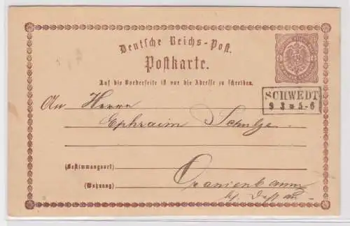 97624 DR Ganzsachen Postkarte P1 Schwedt nach Oranienbaum 1875