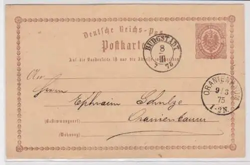 97724 DR Ganzsachen Postkarte P1 Burgstädt nach Oranienbaum 1875