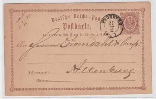 97725 DR Ganzsachen Postkarte P1 Frohburg nach Altenburg 1874