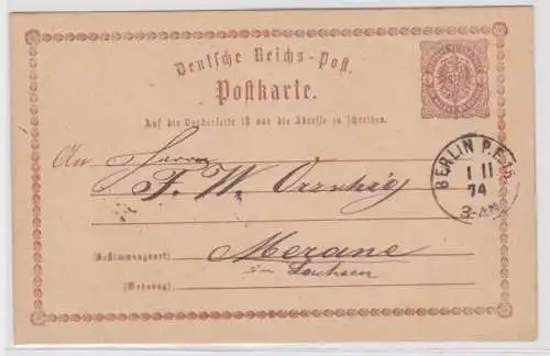 97723 DR Ganzsachen Postkarte P1 Berlin nach Meerane 1874