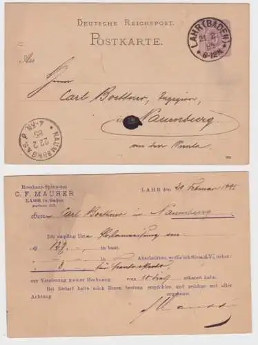 92207 DR Ganzsachen Postkarte P12 Zudruck Rosshaar-Spinnerei C.F. Maurer Lahr