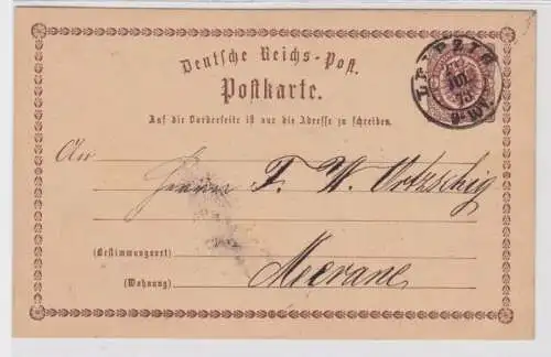 96976 DR Ganzsachen Postkarte P1 Leipzig nach Meerane 1873