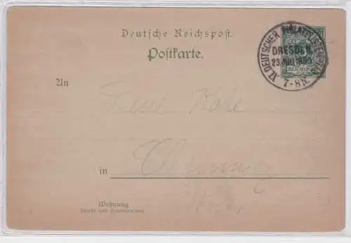 60485 DR Ganzsachen Postkarte PP9/ A1 Stempel Dt. Philatelisten-Tag Dresden 1899