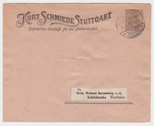 88620 DR Ganzsachen Umschlag PU25/ B55 Kurt Schmiede Stuttgart 1910