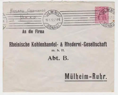 95882 DR Ganzsachen Umschlag PU27/ B67/1 Eduard Gebhardt Ulm 1912