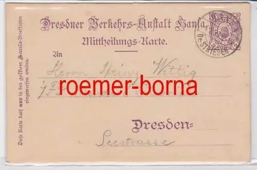 74281 Privatpost Ganzsache Dresdner Verkehrs Anstalt Hansa 1897