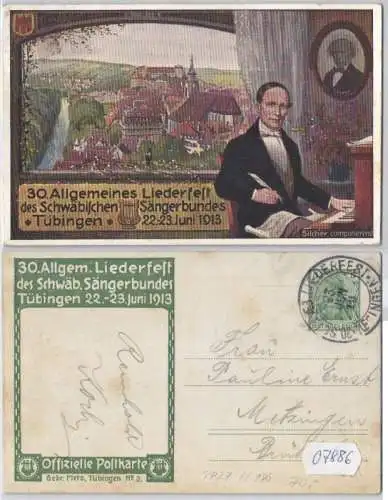 07886 DR Ganzsachen Postkarte PP27/ C186 30. Allgem. Liederfest Tübingen 1913