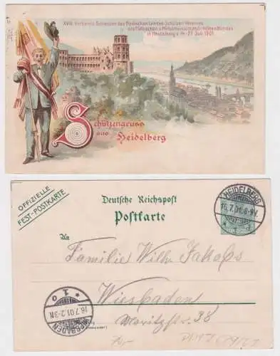 78146 DR Ganzsachen Postkarte PP15/ C29/01 Schützengruss aus Heidelberg 1901