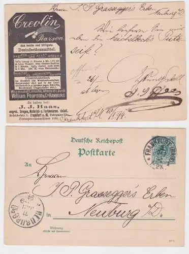 84732 DR Ganzsachen Postkarte PP9 Reklame Creolin Haas Frankfurt a.M. 1894