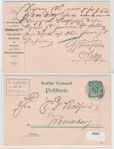 60207 DR Ganzsachen Postkarte PP9/ G12 Reklame Stollwercks Bonbons 1891