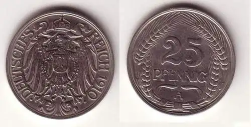 25 Pfennig Nickel Münze Deutsches Reich 1910 A Jäger 18 (107602)