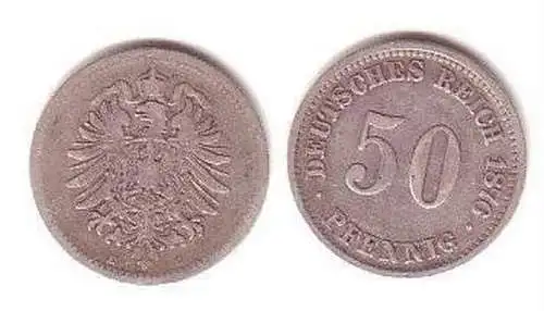 50 Pfennig Silber Münze Kaiserreich 1876 E