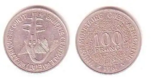 100 Franc Münze Westafrika 1967 Sägefisch