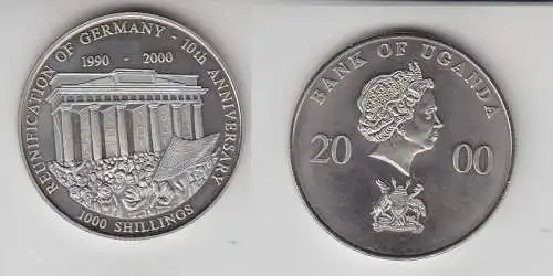 1000 Shillings Nickel Münze Uganda Brandenburger Tor 1990-2000 (113095)