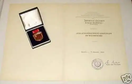 DDR Medaille für Leistungen im Wettbewerb plus Urkunde