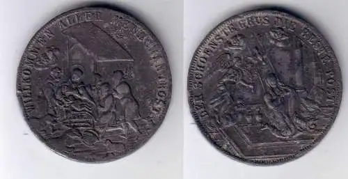 alte Zinn Tauf Medaille "Der schönste Gruss die beste Post" um 1850