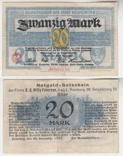 20 Mark Notgeld Notgeldhandlung Willy Petersen Hamburg Grindelberg 70 ! (116154)