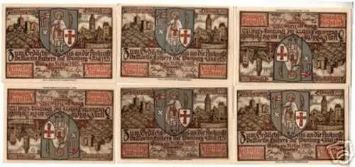 6 Banknoten Notgeld der Stadt Eisenach 1921